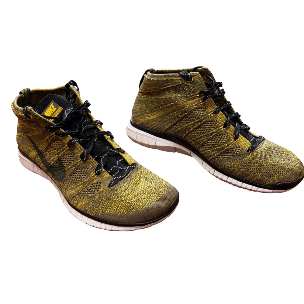 Nike Free Flyknit Chukka Men's Running‎ Shoes Yellow Black Size 12